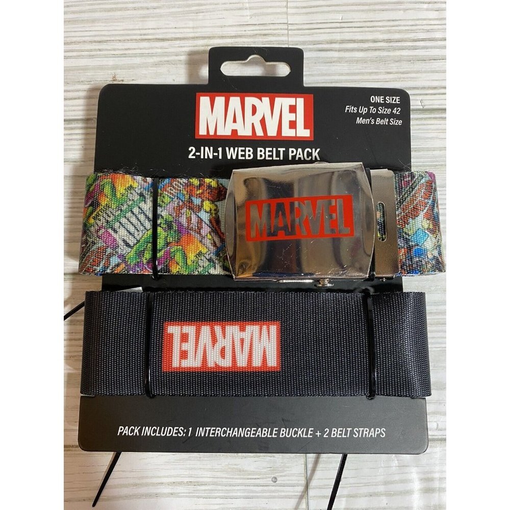 Marvel 2 In 1 Web Belt Pack Hulk Captain America Iron Man Spiderman Fits Mens 42